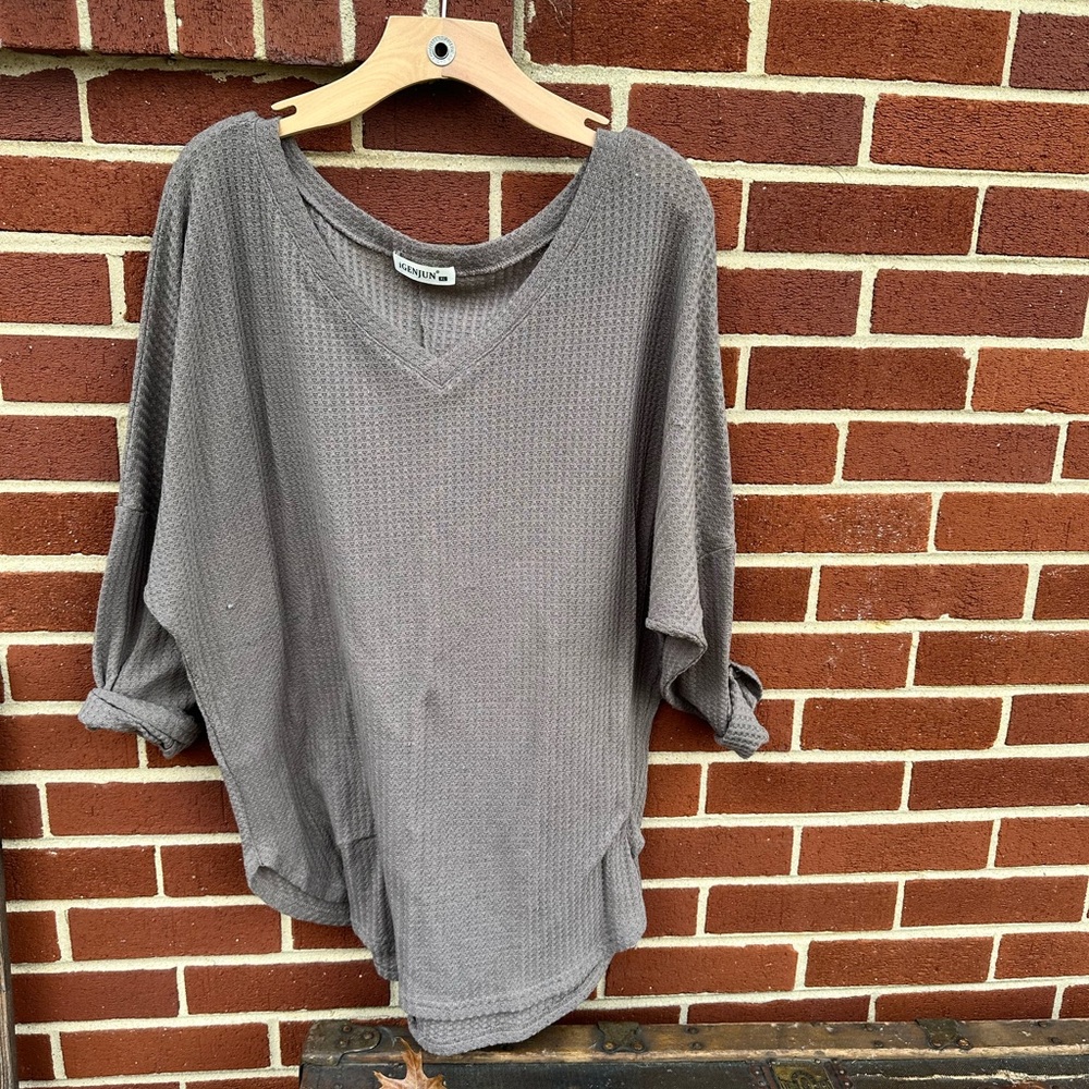 Waffle Vneck Top